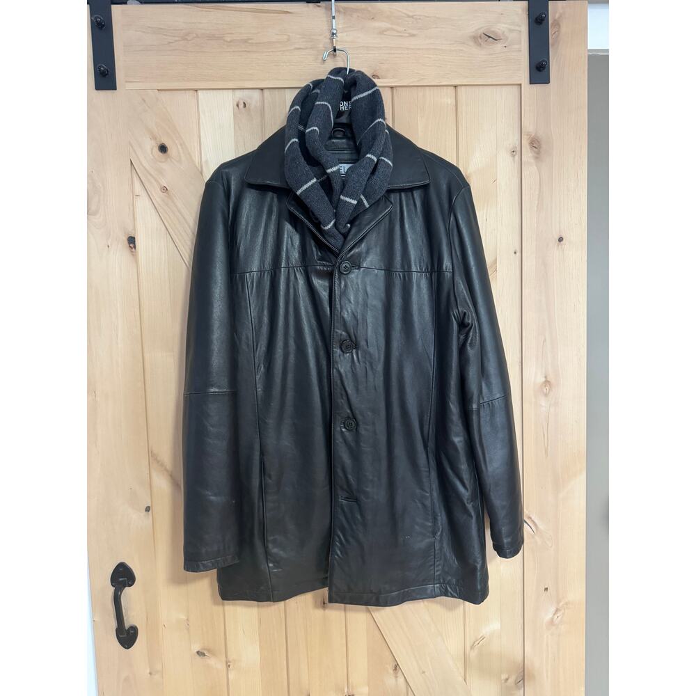 Wilson's | Vintage 90s Men's Black Leather Insulated Jacket | Size XL Tall
